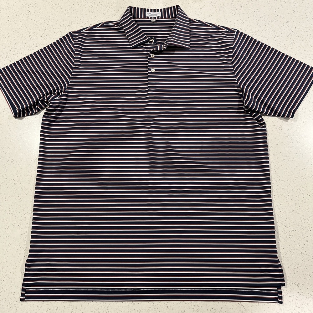 Peter Millar Summer Comfort Polo Shirt Short Sleeve Stretch Size XL Striped Mens